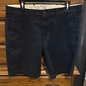 Abercrombie & Fitch Men's Dark Blue Flat Front Shorts
